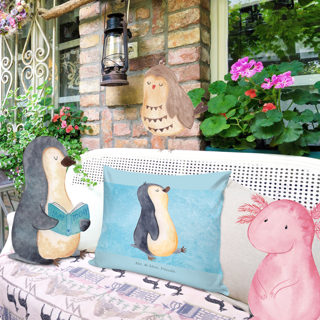 40x40 Kissen Pinguin marschierend Kissenhülle, Kopfkissen, Sofakissen, Dekokissen, Motivkissen, Pinguin, Pinguine, Frühaufsteher, Langschläfer, Bruder, Schwester, Familie