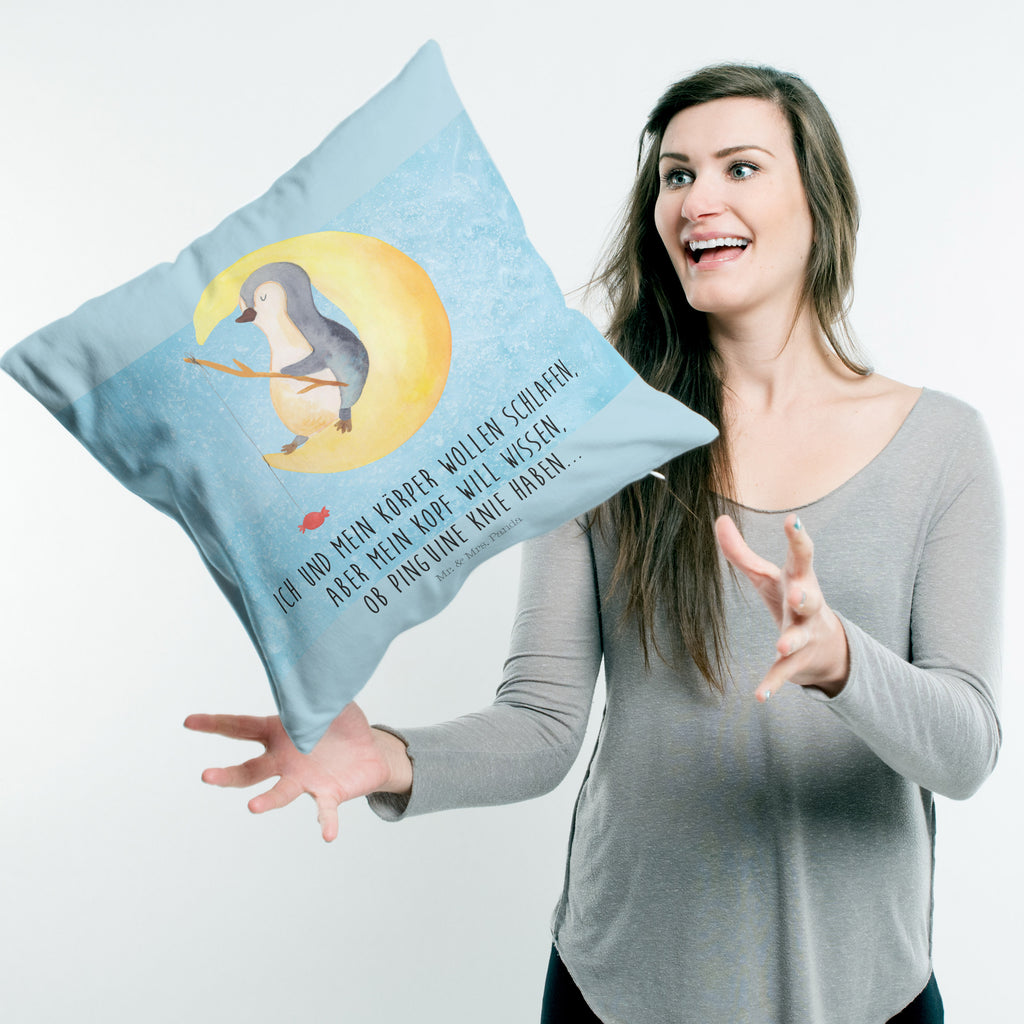 40x40 Kissen Pinguin Mond Kissenhülle, Kopfkissen, Sofakissen, Dekokissen, Motivkissen, Pinguin, Pinguine, Spruch, schlafen, Nachtruhe, Einschlafen, Schlafzimmer, Schlafstörungen, Gästezimmer