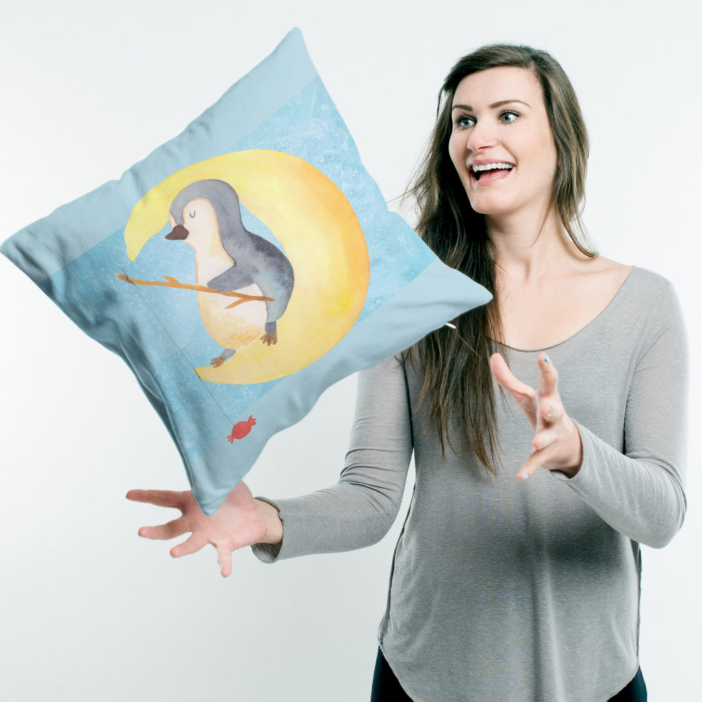40x40 Kissen Pinguin Mond Kissenhülle, Kopfkissen, Sofakissen, Dekokissen, Motivkissen, Pinguin, Pinguine, Spruch, schlafen, Nachtruhe, Einschlafen, Schlafzimmer, Schlafstörungen, Gästezimmer