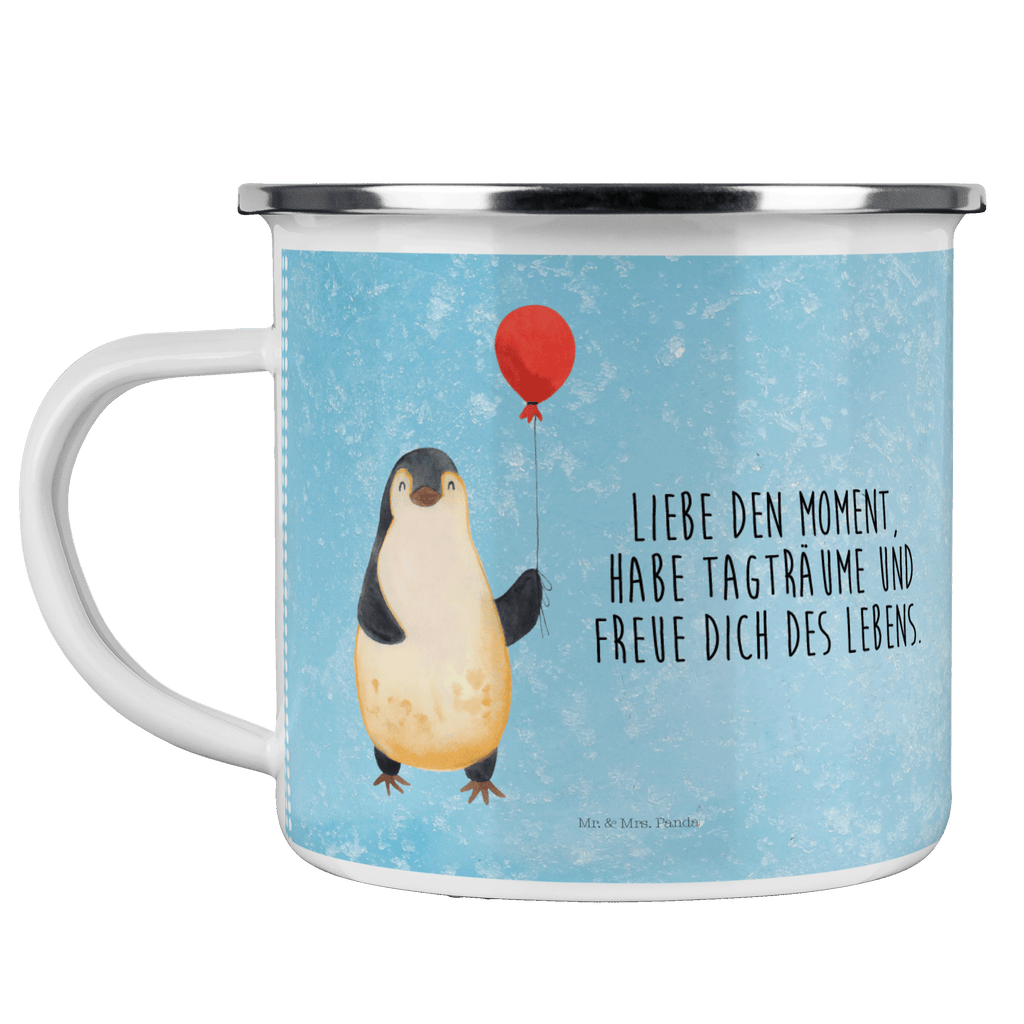 Camping Emaille Tasse Pinguin Luftballon Campingtasse, Trinkbecher, Metalltasse, Outdoor Tasse, Emaille Trinkbecher, Blechtasse Outdoor, Emaille Campingbecher, Edelstahl Trinkbecher, Metalltasse für Camping, Kaffee Blechtasse, Camping Tasse Metall, Pinguin, Pinguine, Luftballon, Tagträume, Lebenslust, Geschenk Freundin, Geschenkidee, beste Freundin, Motivation, Neustart, neues Leben, Liebe, Glück