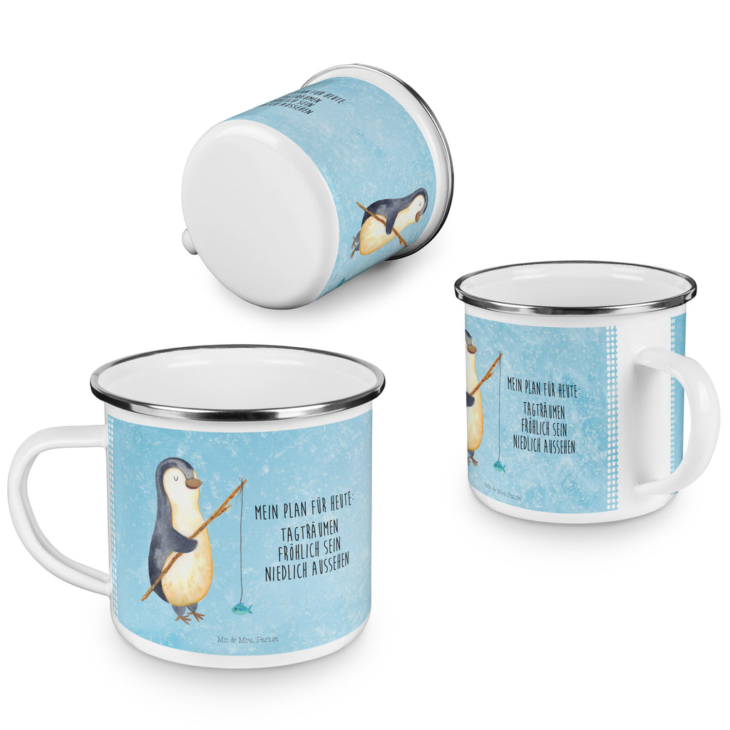 Camping Emaille Tasse Pinguin Angler Campingtasse, Trinkbecher, Metalltasse, Outdoor Tasse, Emaille Trinkbecher, Blechtasse Outdoor, Emaille Campingbecher, Edelstahl Trinkbecher, Metalltasse für Camping, Kaffee Blechtasse, Camping Tasse Metall, Pinguin, Pinguine, Angeln, Angler, Tagträume, Hobby, Plan, Planer, Tagesplan, Neustart, Motivation, Geschenk, Freundinnen, Geschenkidee, Urlaub, Wochenende
