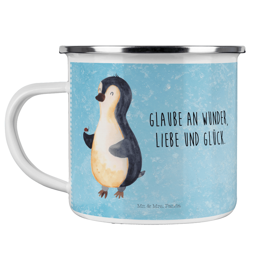 Camping Emaille Tasse Pinguin Marienkäfer Campingtasse, Trinkbecher, Metalltasse, Outdoor Tasse, Emaille Trinkbecher, Blechtasse Outdoor, Emaille Campingbecher, Edelstahl Trinkbecher, Metalltasse für Camping, Kaffee Blechtasse, Camping Tasse Metall, Pinguin, Pinguine, Marienkäfer, Liebe, Wunder, Glück, Freude, Lebensfreude