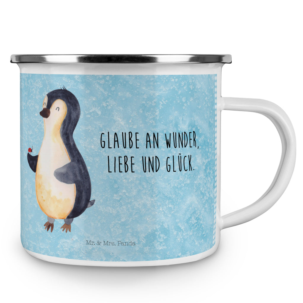 Camping Emaille Tasse Pinguin Marienkäfer Campingtasse, Trinkbecher, Metalltasse, Outdoor Tasse, Emaille Trinkbecher, Blechtasse Outdoor, Emaille Campingbecher, Edelstahl Trinkbecher, Metalltasse für Camping, Kaffee Blechtasse, Camping Tasse Metall, Pinguin, Pinguine, Marienkäfer, Liebe, Wunder, Glück, Freude, Lebensfreude