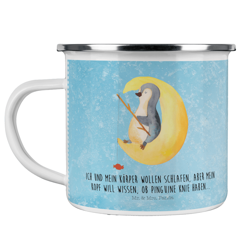 Camping Emaille Tasse Pinguin Mond Campingtasse, Trinkbecher, Metalltasse, Outdoor Tasse, Emaille Trinkbecher, Blechtasse Outdoor, Emaille Campingbecher, Edelstahl Trinkbecher, Metalltasse für Camping, Kaffee Blechtasse, Camping Tasse Metall, Pinguin, Pinguine, Spruch, schlafen, Nachtruhe, Einschlafen, Schlafzimmer, Schlafstörungen, Gästezimmer