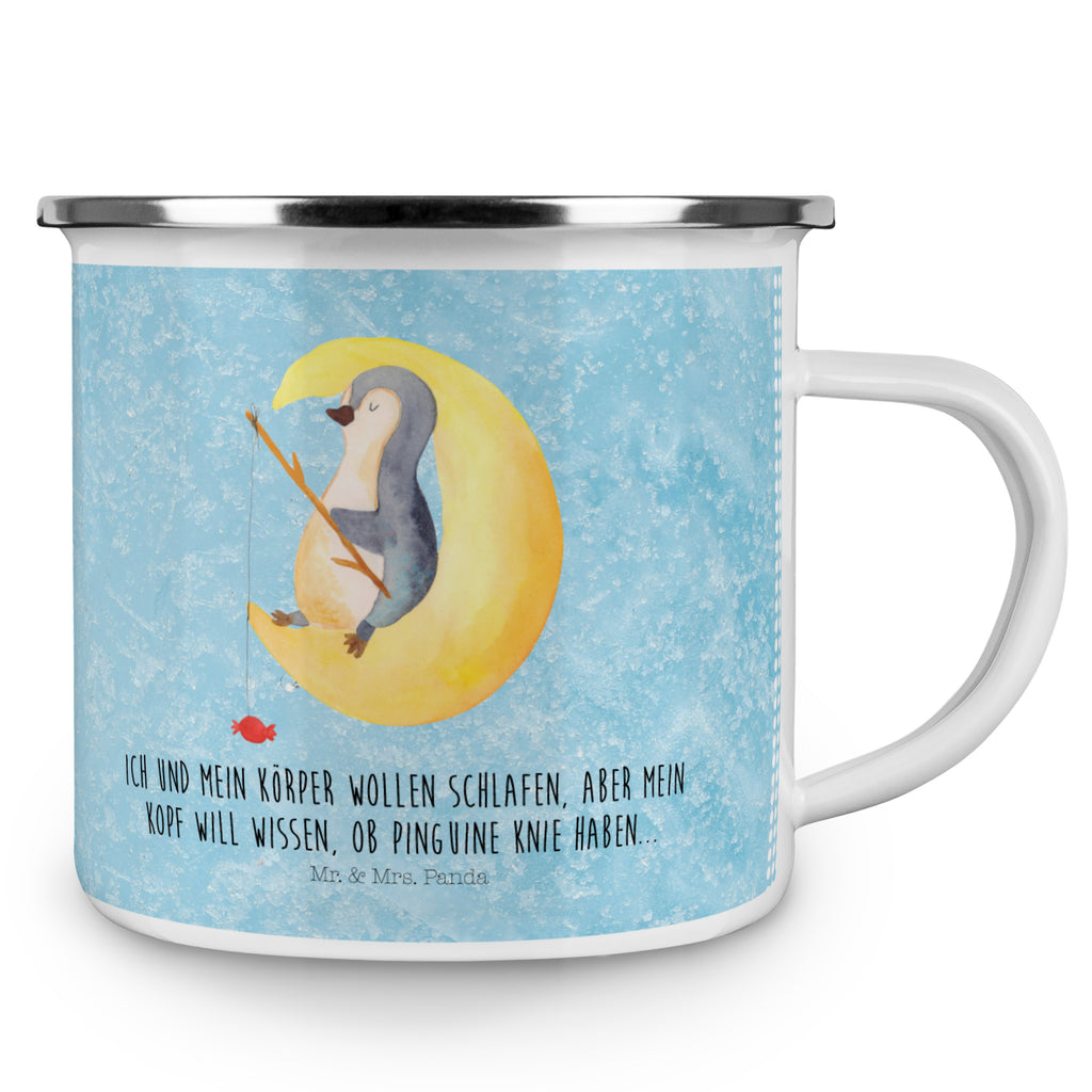 Camping Emaille Tasse Pinguin Mond Campingtasse, Trinkbecher, Metalltasse, Outdoor Tasse, Emaille Trinkbecher, Blechtasse Outdoor, Emaille Campingbecher, Edelstahl Trinkbecher, Metalltasse für Camping, Kaffee Blechtasse, Camping Tasse Metall, Pinguin, Pinguine, Spruch, schlafen, Nachtruhe, Einschlafen, Schlafzimmer, Schlafstörungen, Gästezimmer