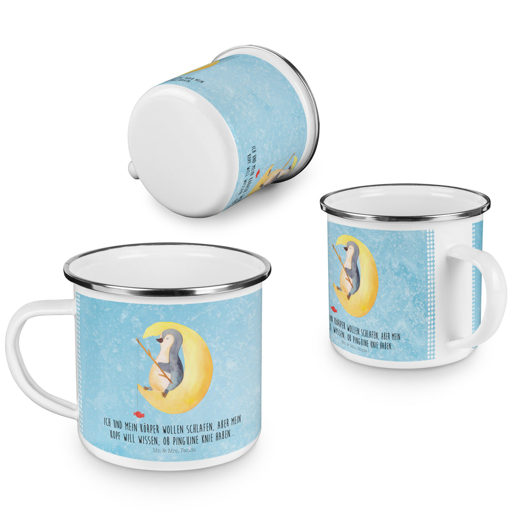 Camping Emaille Tasse Pinguin Mond Campingtasse, Trinkbecher, Metalltasse, Outdoor Tasse, Emaille Trinkbecher, Blechtasse Outdoor, Emaille Campingbecher, Edelstahl Trinkbecher, Metalltasse für Camping, Kaffee Blechtasse, Camping Tasse Metall, Pinguin, Pinguine, Spruch, schlafen, Nachtruhe, Einschlafen, Schlafzimmer, Schlafstörungen, Gästezimmer