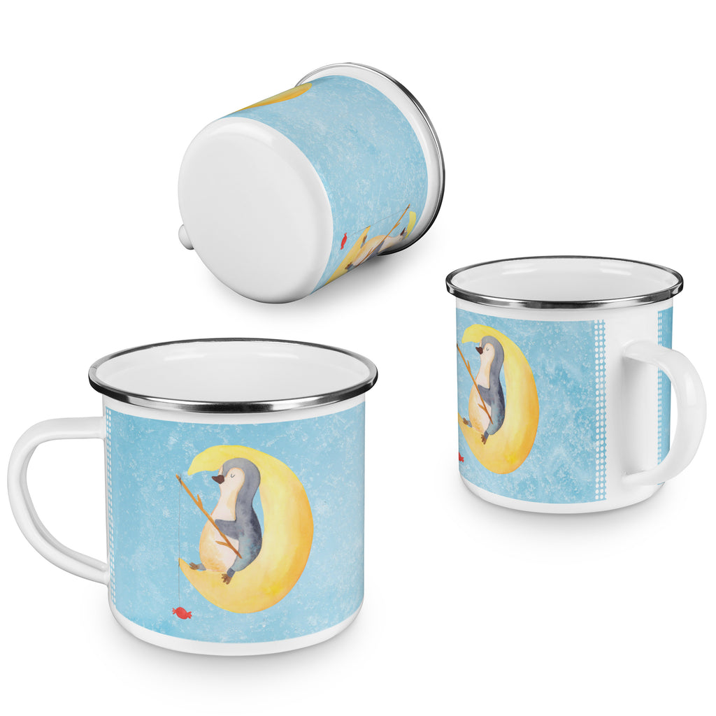 Camping Emaille Tasse Pinguin Mond Campingtasse, Trinkbecher, Metalltasse, Outdoor Tasse, Emaille Trinkbecher, Blechtasse Outdoor, Emaille Campingbecher, Edelstahl Trinkbecher, Metalltasse für Camping, Kaffee Blechtasse, Camping Tasse Metall, Pinguin, Pinguine, Spruch, schlafen, Nachtruhe, Einschlafen, Schlafzimmer, Schlafstörungen, Gästezimmer