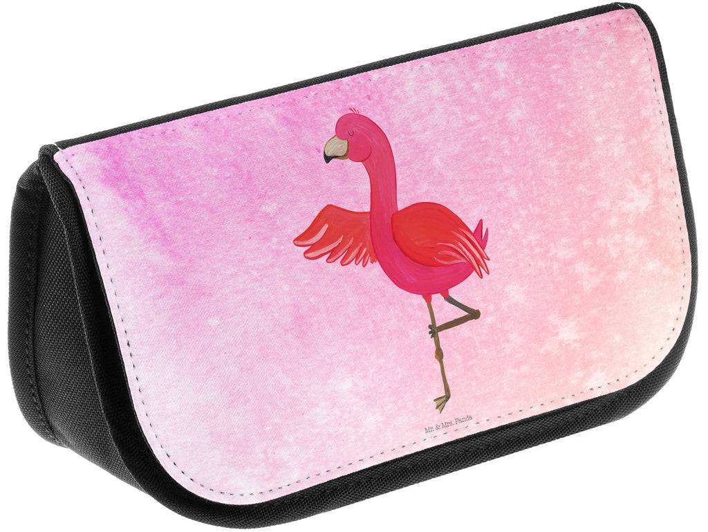 Kosmetiktasche Flamingo Yoga Kosmetikbeutel, Kulturtasche, Kulturbeutel, Schminktasche, Make-Up Tasche, Flamingo, Vogel, Yoga, Namaste, Achtsamkeit, Yoga-Übung, Entspannung, Ärger, Aufregen, Tiefenentspannung