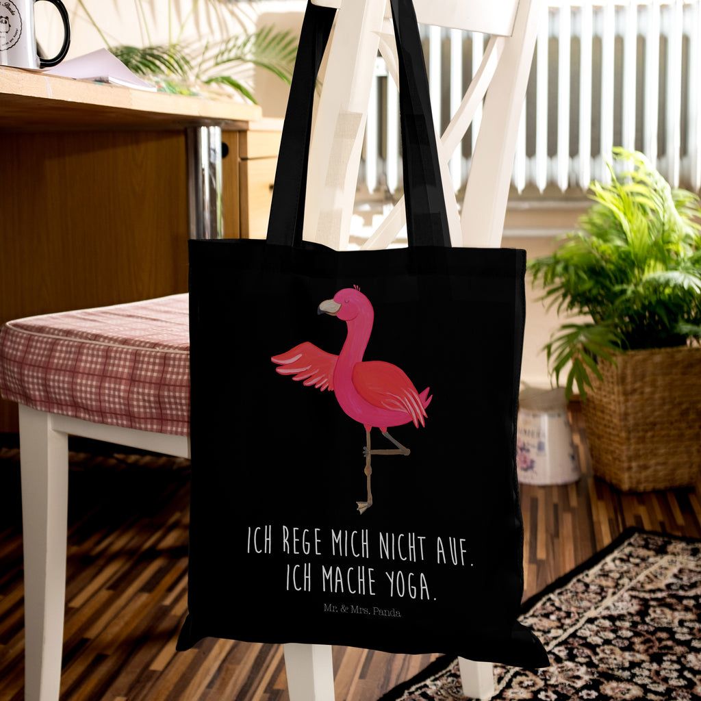 Tragetasche Flamingo Yoga Beuteltasche, Beutel, Einkaufstasche, Jutebeutel, Stoffbeutel, Flamingo, Vogel, Yoga, Namaste, Achtsamkeit, Yoga-Übung, Entspannung, Ärger, Aufregen, Tiefenentspannung