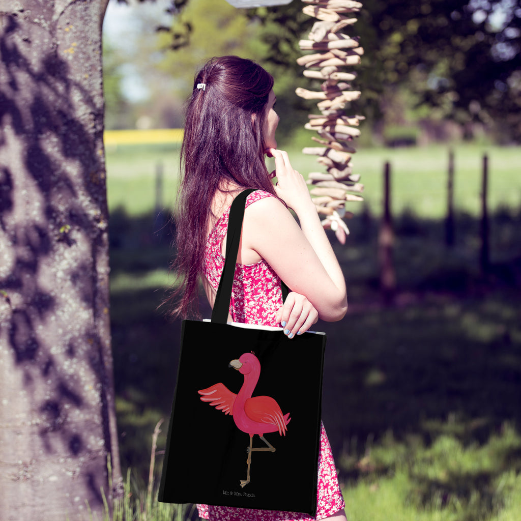 Tragetasche Flamingo Yoga Beuteltasche, Beutel, Einkaufstasche, Jutebeutel, Stoffbeutel, Flamingo, Vogel, Yoga, Namaste, Achtsamkeit, Yoga-Übung, Entspannung, Ärger, Aufregen, Tiefenentspannung