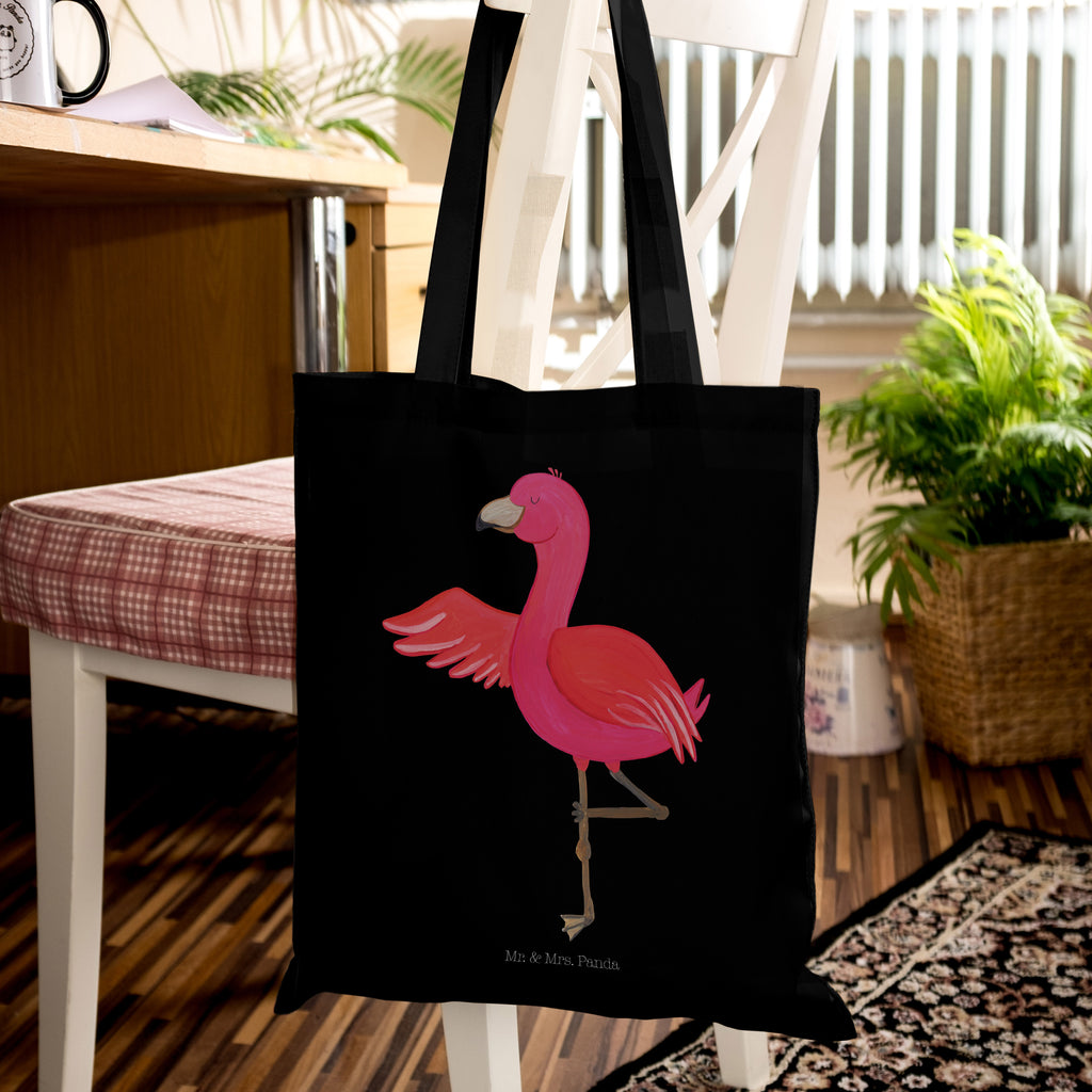 Tragetasche Flamingo Yoga Beuteltasche, Beutel, Einkaufstasche, Jutebeutel, Stoffbeutel, Flamingo, Vogel, Yoga, Namaste, Achtsamkeit, Yoga-Übung, Entspannung, Ärger, Aufregen, Tiefenentspannung