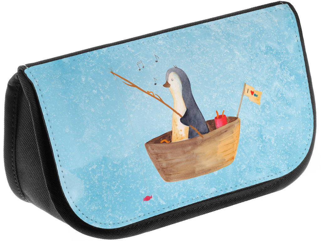 Kosmetiktasche Pinguin Angelboot Kosmetikbeutel, Kulturtasche, Kulturbeutel, Schminktasche, Make-Up Tasche, Pinguin, Pinguine, Angeln, Boot, Angelboot, Lebenslust, Leben, genießen, Motivation, Neustart, Neuanfang, Trennung, Scheidung, Geschenkidee Liebeskummer