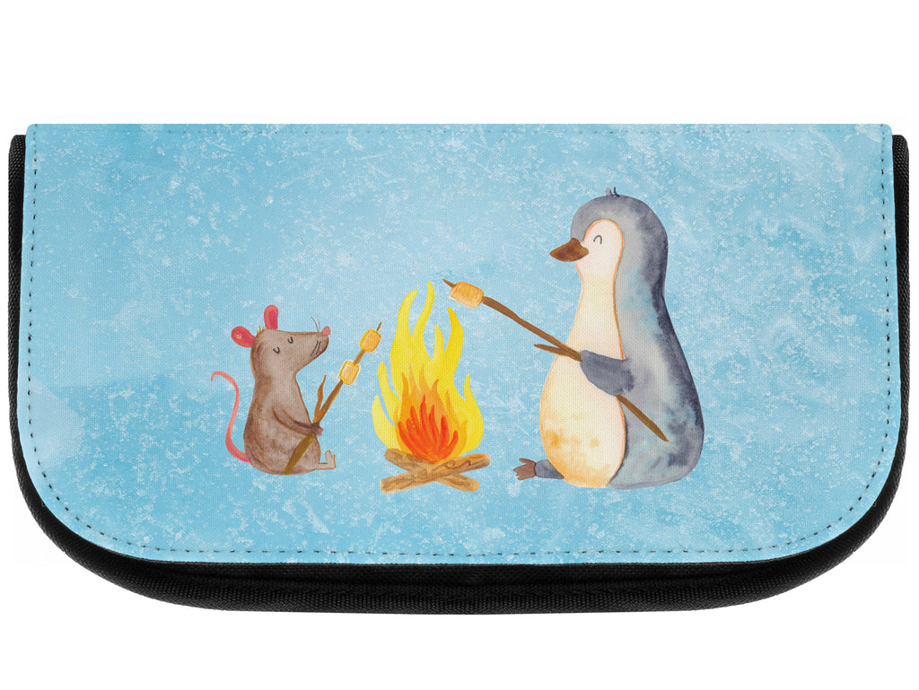 Kosmetiktasche Pinguin Lagerfeuer Kosmetikbeutel, Kulturtasche, Kulturbeutel, Schminktasche, Make-Up Tasche, Pinguin, Maus, Pinguine, Lagerfeuer, Leben, Arbeit, Job, Motivation, Büro, Büroalltag, Lebensspruch, Lebensmotivation, Neustart, Liebe, grillen, Feuer, Marshmallows