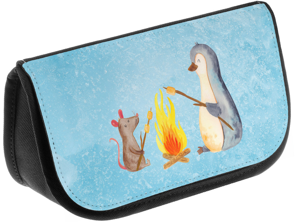 Kosmetiktasche Pinguin Lagerfeuer Kosmetikbeutel, Kulturtasche, Kulturbeutel, Schminktasche, Make-Up Tasche, Pinguin, Maus, Pinguine, Lagerfeuer, Leben, Arbeit, Job, Motivation, Büro, Büroalltag, Lebensspruch, Lebensmotivation, Neustart, Liebe, grillen, Feuer, Marshmallows