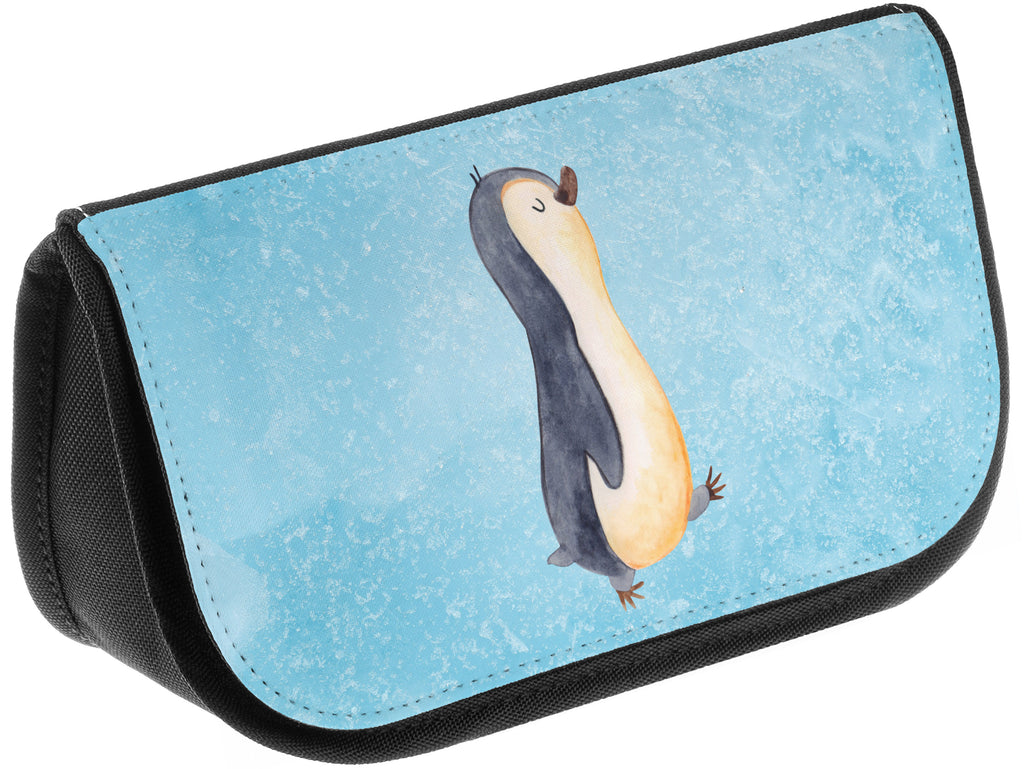Kosmetiktasche Pinguin marschierend Kosmetikbeutel, Kulturtasche, Kulturbeutel, Schminktasche, Make-Up Tasche, Pinguin, Pinguine, Frühaufsteher, Langschläfer, Bruder, Schwester, Familie