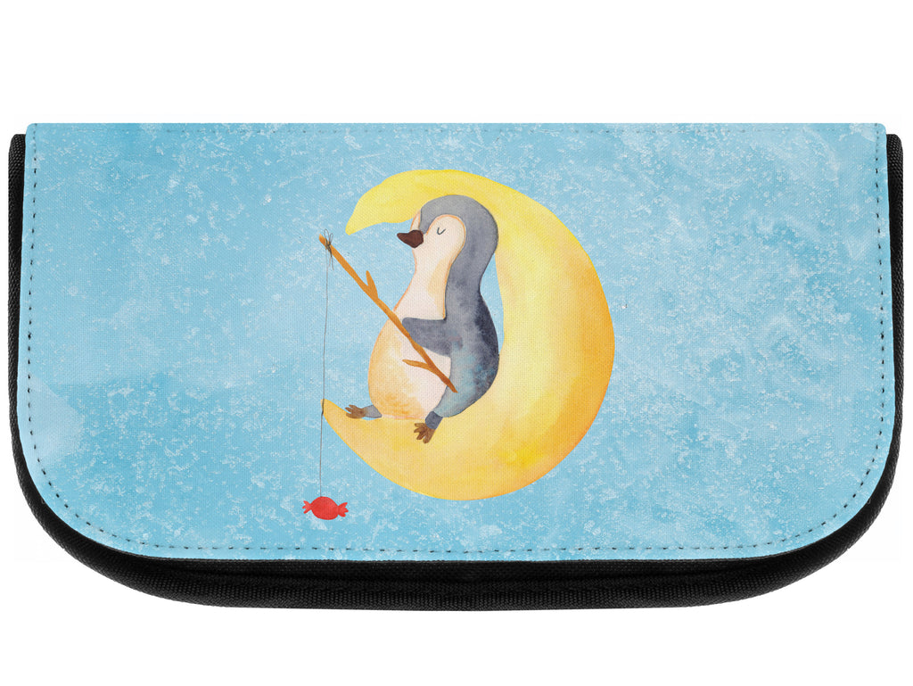 Kosmetiktasche Pinguin Mond Kosmetikbeutel, Kulturtasche, Kulturbeutel, Schminktasche, Make-Up Tasche, Pinguin, Pinguine, Spruch, schlafen, Nachtruhe, Einschlafen, Schlafzimmer, Schlafstörungen, Gästezimmer