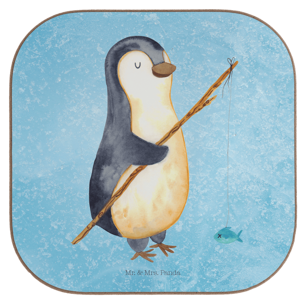 Quadratische Untersetzer Pinguin Angler Bierdeckel, Glasuntersetzer, Untersetzer Gläser, Getränkeuntersetzer, Pinguin, Pinguine, Angeln, Angler, Tagträume, Hobby, Plan, Planer, Tagesplan, Neustart, Motivation, Geschenk, Freundinnen, Geschenkidee, Urlaub, Wochenende