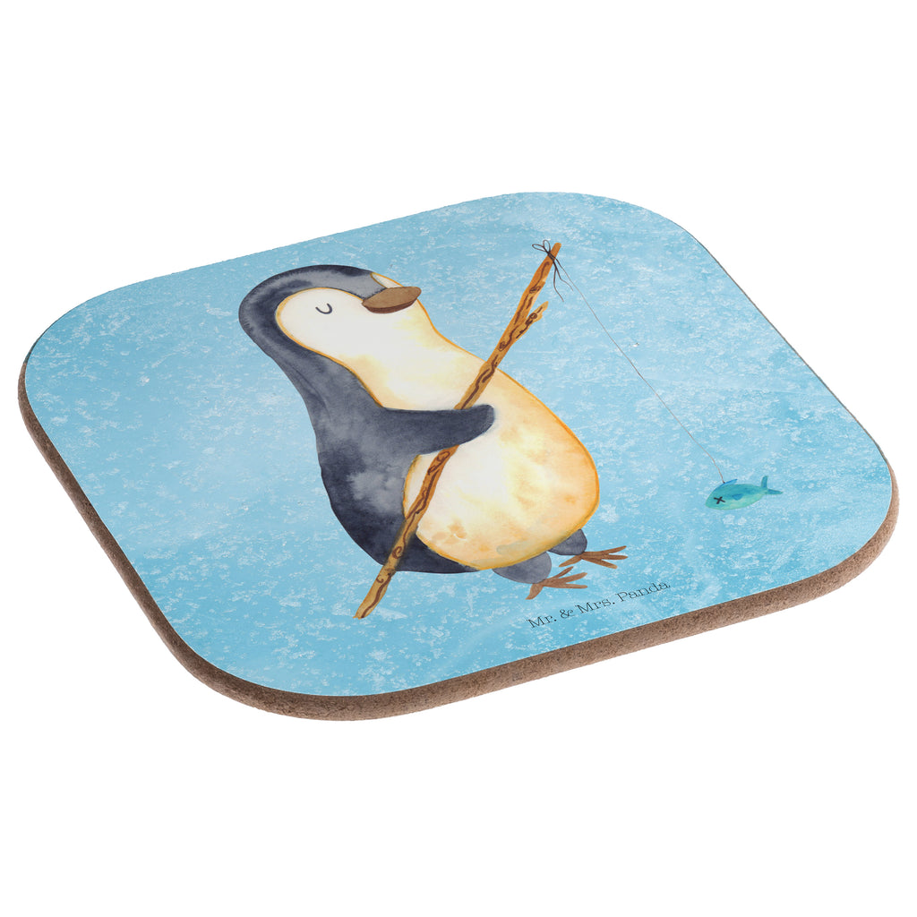 Quadratische Untersetzer Pinguin Angler Bierdeckel, Glasuntersetzer, Untersetzer Gläser, Getränkeuntersetzer, Pinguin, Pinguine, Angeln, Angler, Tagträume, Hobby, Plan, Planer, Tagesplan, Neustart, Motivation, Geschenk, Freundinnen, Geschenkidee, Urlaub, Wochenende