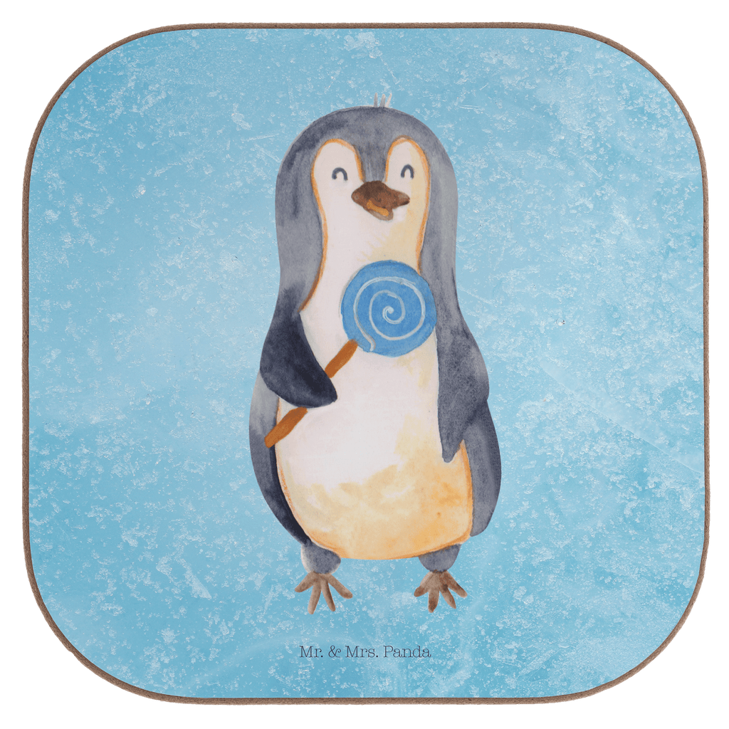 Quadratische Untersetzer Pinguin Lolli Bierdeckel, Glasuntersetzer, Untersetzer Gläser, Getränkeuntersetzer, Pinguin, Pinguine, Lolli, Süßigkeiten, Blödsinn, Spruch, Rebell, Gauner, Ganove, Rabauke