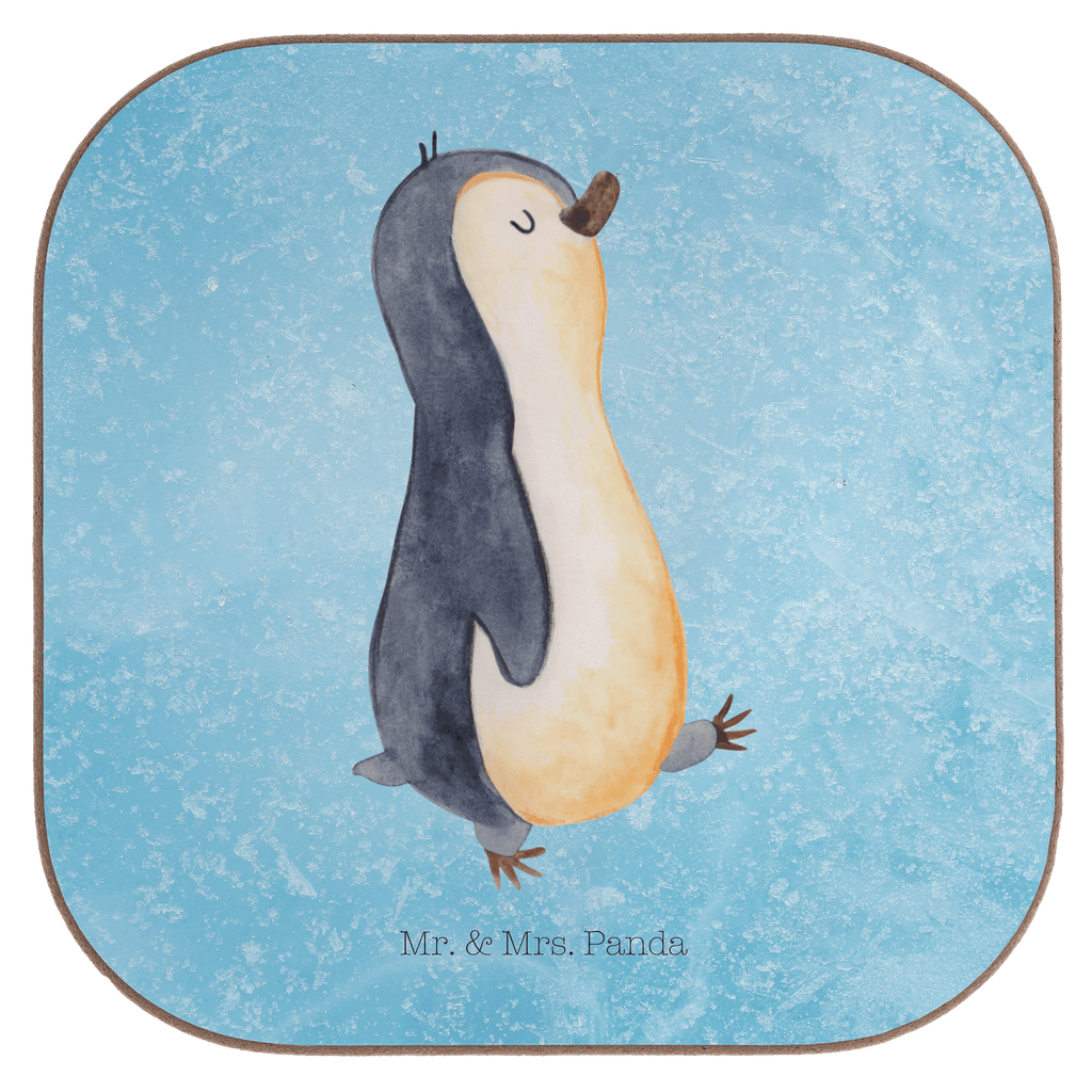Quadratische Untersetzer Pinguin marschierend Bierdeckel, Glasuntersetzer, Untersetzer Gläser, Getränkeuntersetzer, Pinguin, Pinguine, Frühaufsteher, Langschläfer, Bruder, Schwester, Familie
