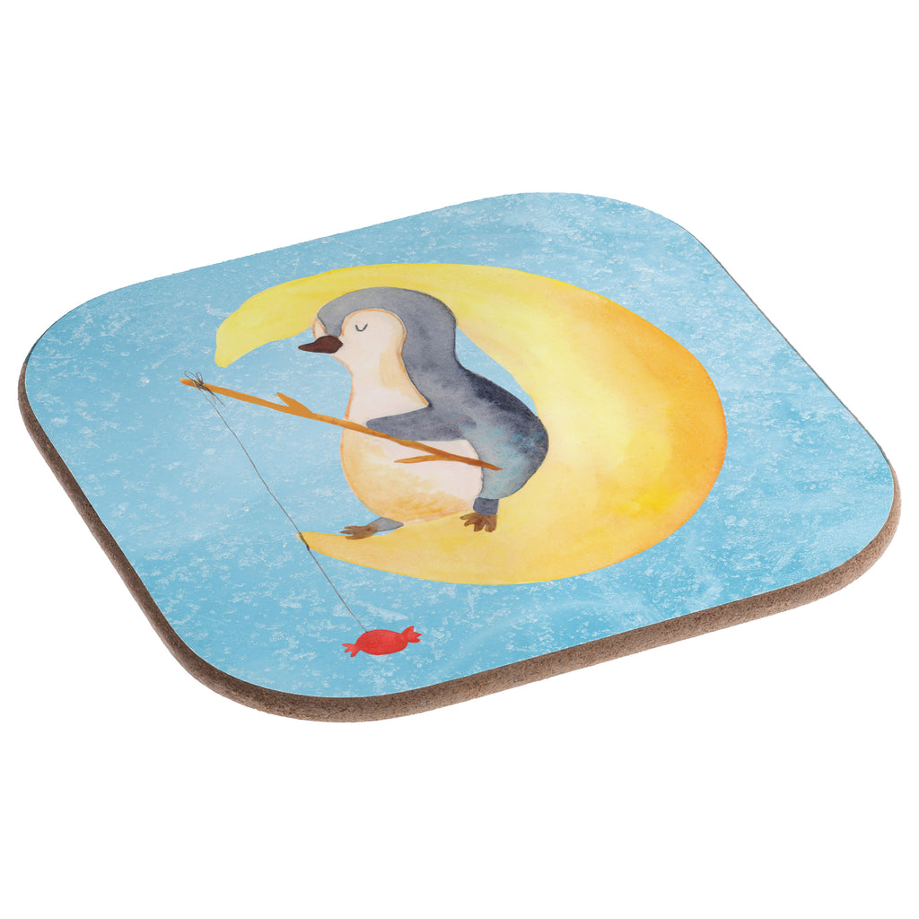 Quadratische Untersetzer Pinguin Mond Bierdeckel, Glasuntersetzer, Untersetzer Gläser, Getränkeuntersetzer, Pinguin, Pinguine, Spruch, schlafen, Nachtruhe, Einschlafen, Schlafzimmer, Schlafstörungen, Gästezimmer