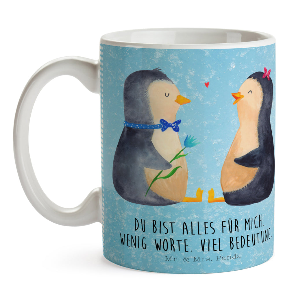 Tasse Pinguin Pärchen Pinguin, Pinguine, Liebe, Liebespaar, Liebesbeweis, Liebesgeschenk, Verlobung, Jahrestag, Hochzeitstag, Hochzeit, Hochzeitsgeschenk, große Liebe, Traumpaar Becher, Kaffeetasse, Kaffeebecher, Tee, Frühstück, Büro  Pinguin