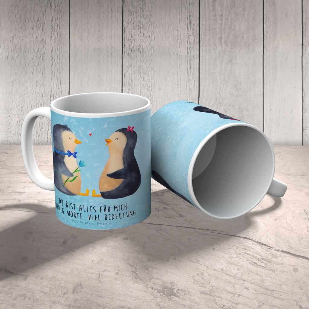 Tasse Pinguin Pärchen Pinguin, Pinguine, Liebe, Liebespaar, Liebesbeweis, Liebesgeschenk, Verlobung, Jahrestag, Hochzeitstag, Hochzeit, Hochzeitsgeschenk, große Liebe, Traumpaar Becher, Kaffeetasse, Kaffeebecher, Tee, Frühstück, Büro  Pinguin