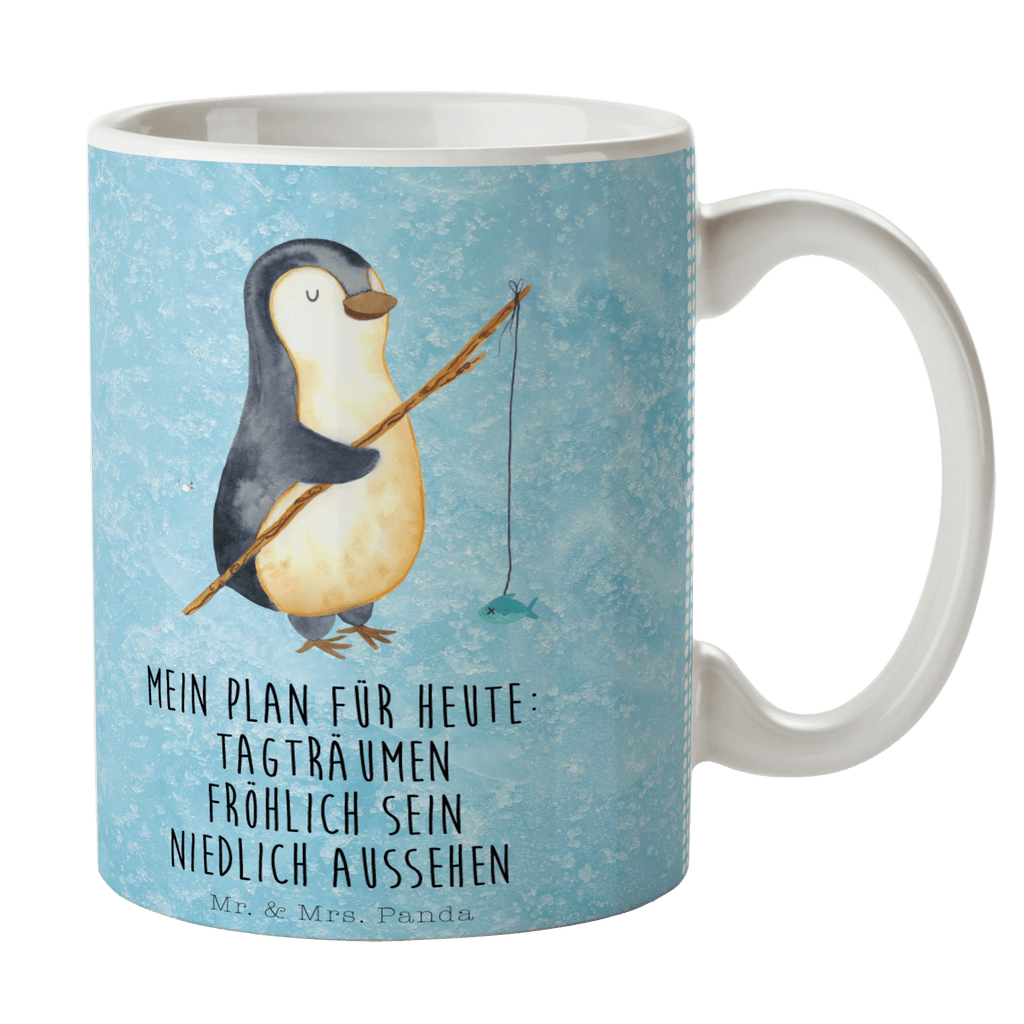 Tasse Pinguin Angler Pinguin, Pinguine, Angeln, Angler, Tagträume, Hobby, Plan, Planer, Tagesplan, Neustart, Motivation, Geschenk, Freundinnen, Geschenkidee, Urlaub, Wochenende Becher, Kaffeetasse, Kaffeebecher, Tee, Frühstück, Büro  Pinguin