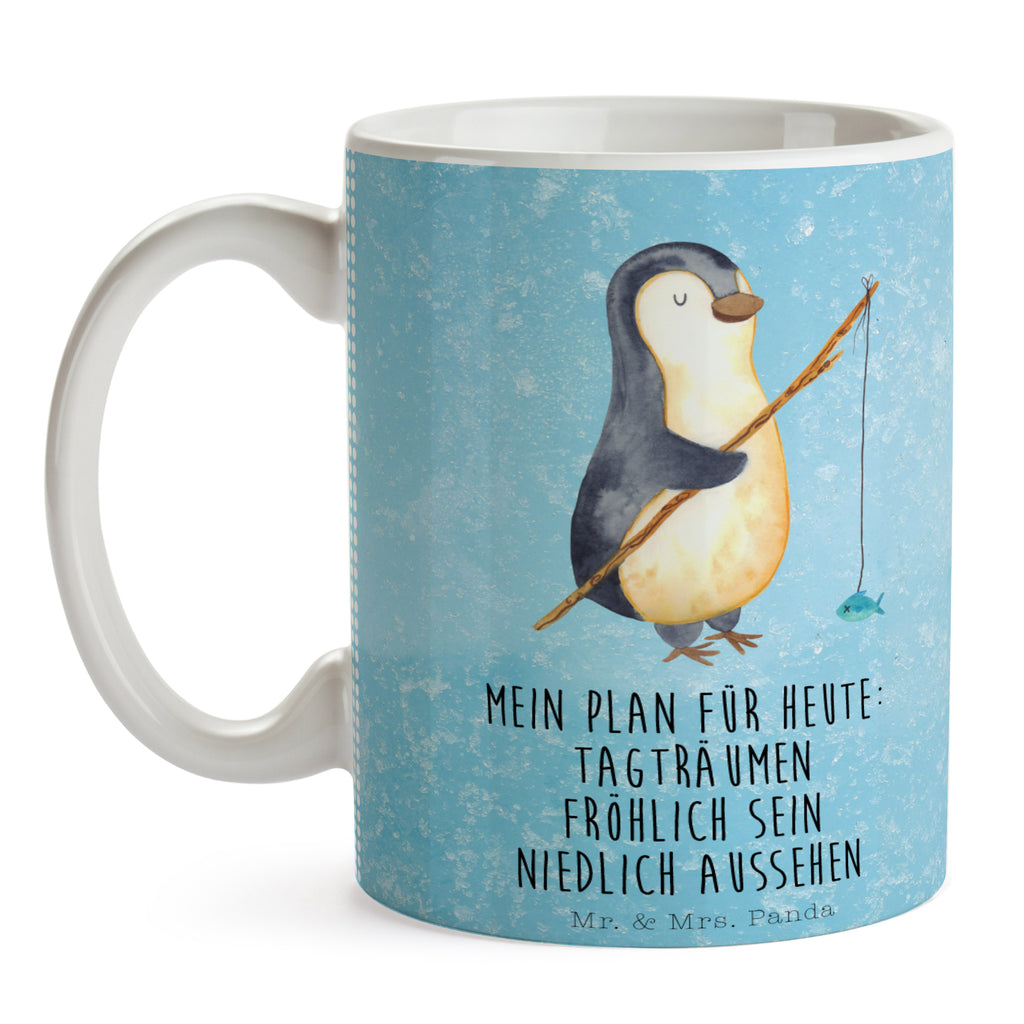 Tasse Pinguin Angler Pinguin, Pinguine, Angeln, Angler, Tagträume, Hobby, Plan, Planer, Tagesplan, Neustart, Motivation, Geschenk, Freundinnen, Geschenkidee, Urlaub, Wochenende Becher, Kaffeetasse, Kaffeebecher, Tee, Frühstück, Büro  Pinguin