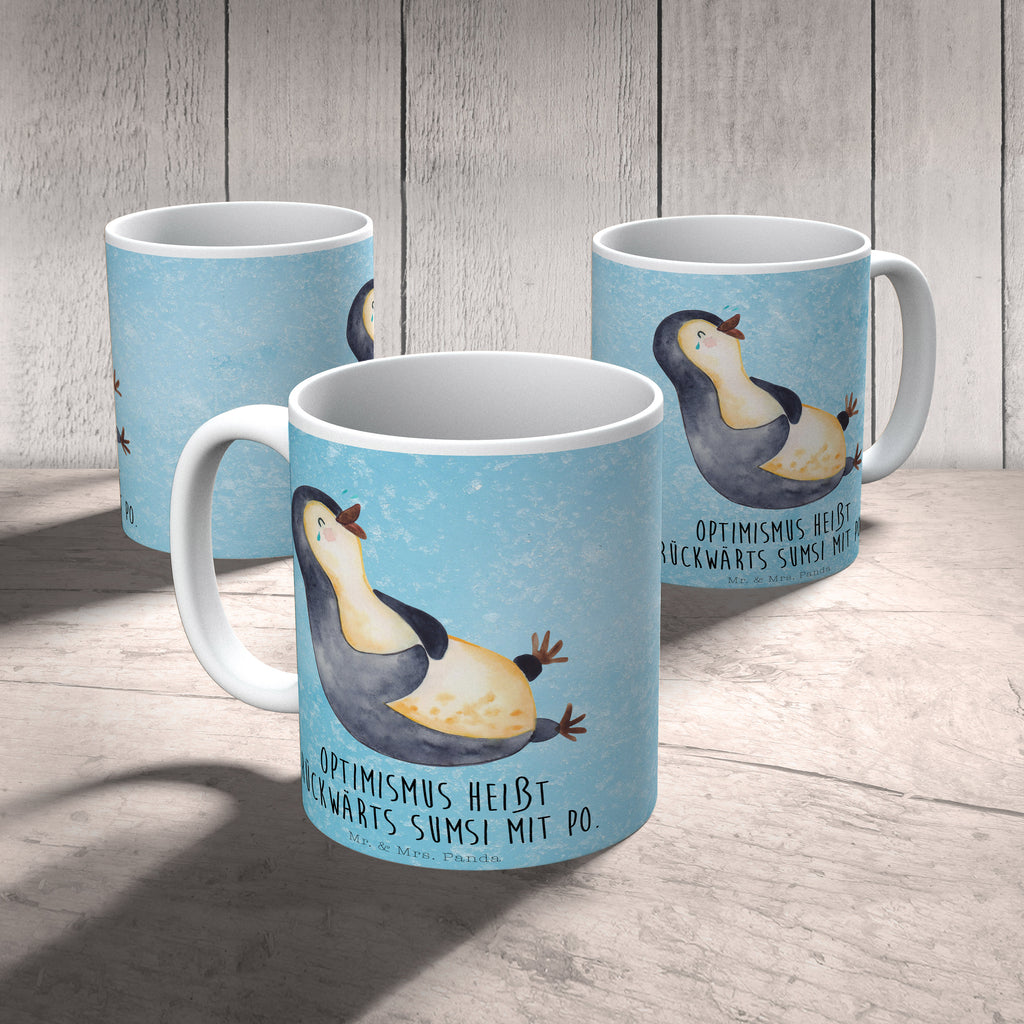 Tasse Pinguin lachend Pinguin, Pinguine, lustiger Spruch, Optimismus, Fröhlich, Lachen, Humor, Fröhlichkeit Becher, Kaffeetasse, Kaffeebecher, Tee, Frühstück, Büro  Pinguin