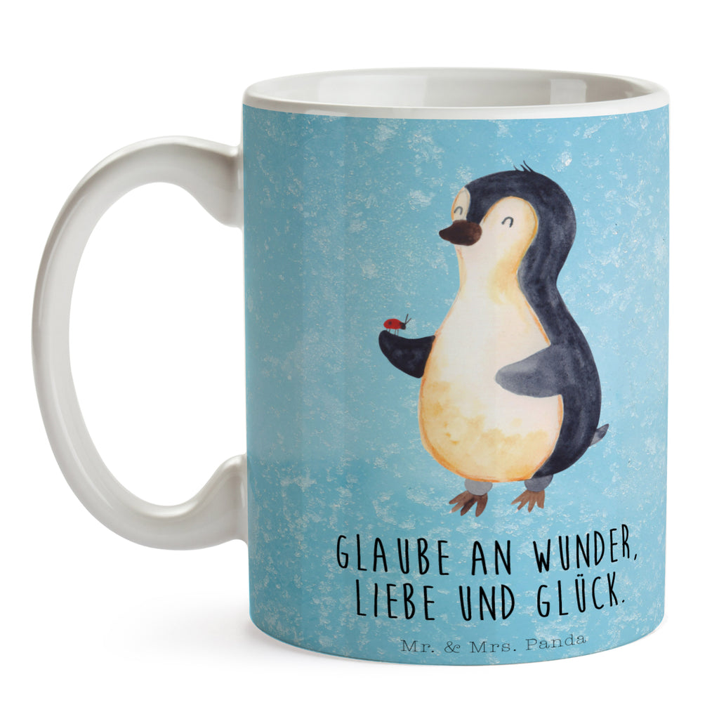 Tasse Pinguin Marienkäfer Pinguin, Pinguine, Marienkäfer, Liebe, Wunder, Glück, Freude, Lebensfreude Becher, Kaffeetasse, Kaffeebecher, Tee, Frühstück, Büro  Pinguin