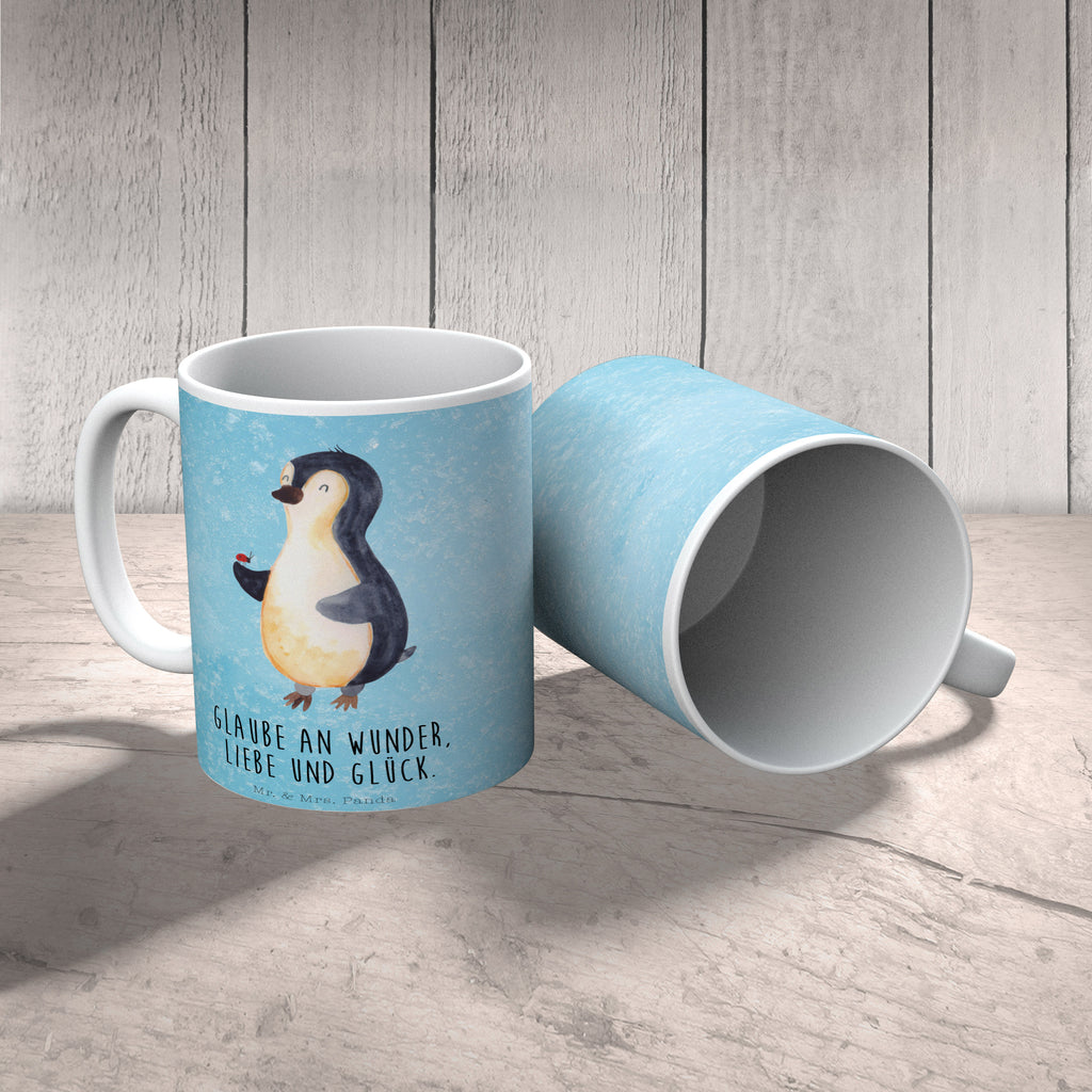 Tasse Pinguin Marienkäfer Pinguin, Pinguine, Marienkäfer, Liebe, Wunder, Glück, Freude, Lebensfreude Becher, Kaffeetasse, Kaffeebecher, Tee, Frühstück, Büro  Pinguin