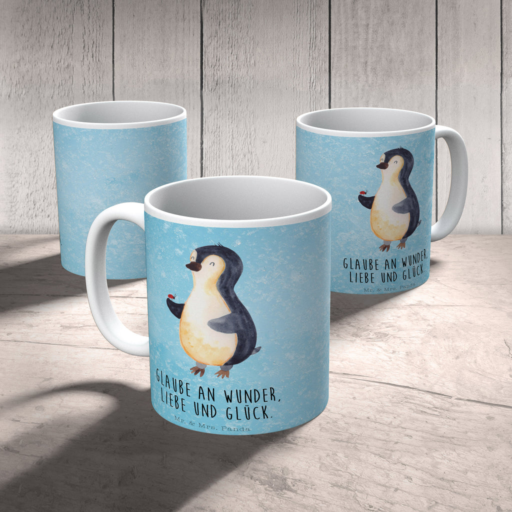 Tasse Pinguin Marienkäfer Pinguin, Pinguine, Marienkäfer, Liebe, Wunder, Glück, Freude, Lebensfreude Becher, Kaffeetasse, Kaffeebecher, Tee, Frühstück, Büro  Pinguin