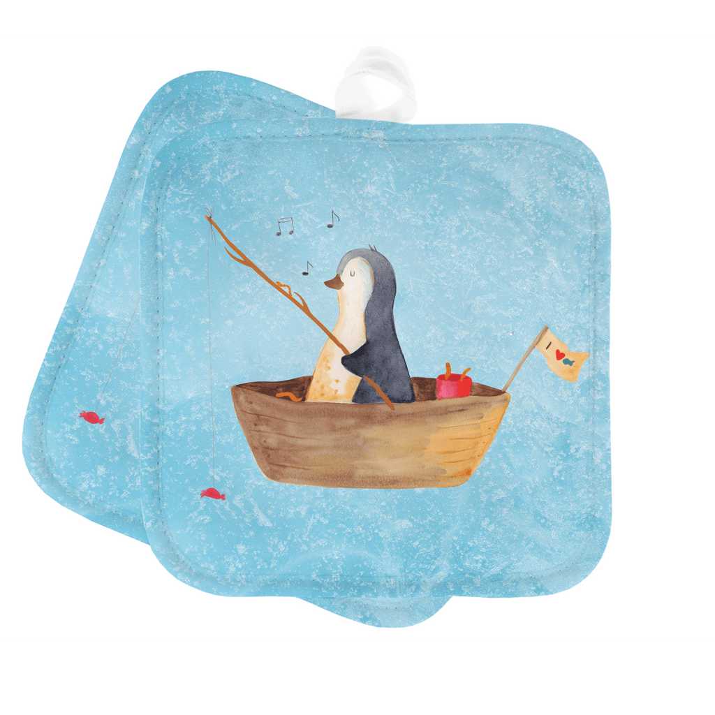2er Set Topflappen  Pinguin Angelboot Topflappen, Topfuntersetzer, Ofenhandschuh, Topflappen Set, Topflappen lustig, Topflappen mit Spruch, Pinguin, Pinguine, Angeln, Boot, Angelboot, Lebenslust, Leben, genießen, Motivation, Neustart, Neuanfang, Trennung, Scheidung, Geschenkidee Liebeskummer