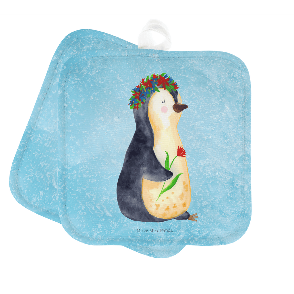 2er Set Topflappen  Pinguin Blumenkranz Topflappen, Topfuntersetzer, Ofenhandschuh, Topflappen Set, Topflappen lustig, Topflappen mit Spruch, Pinguin, Pinguine, Blumenkranz, Universum, Leben, Wünsche, Ziele, Lebensziele, Motivation, Lebenslust, Liebeskummer, Geschenkidee