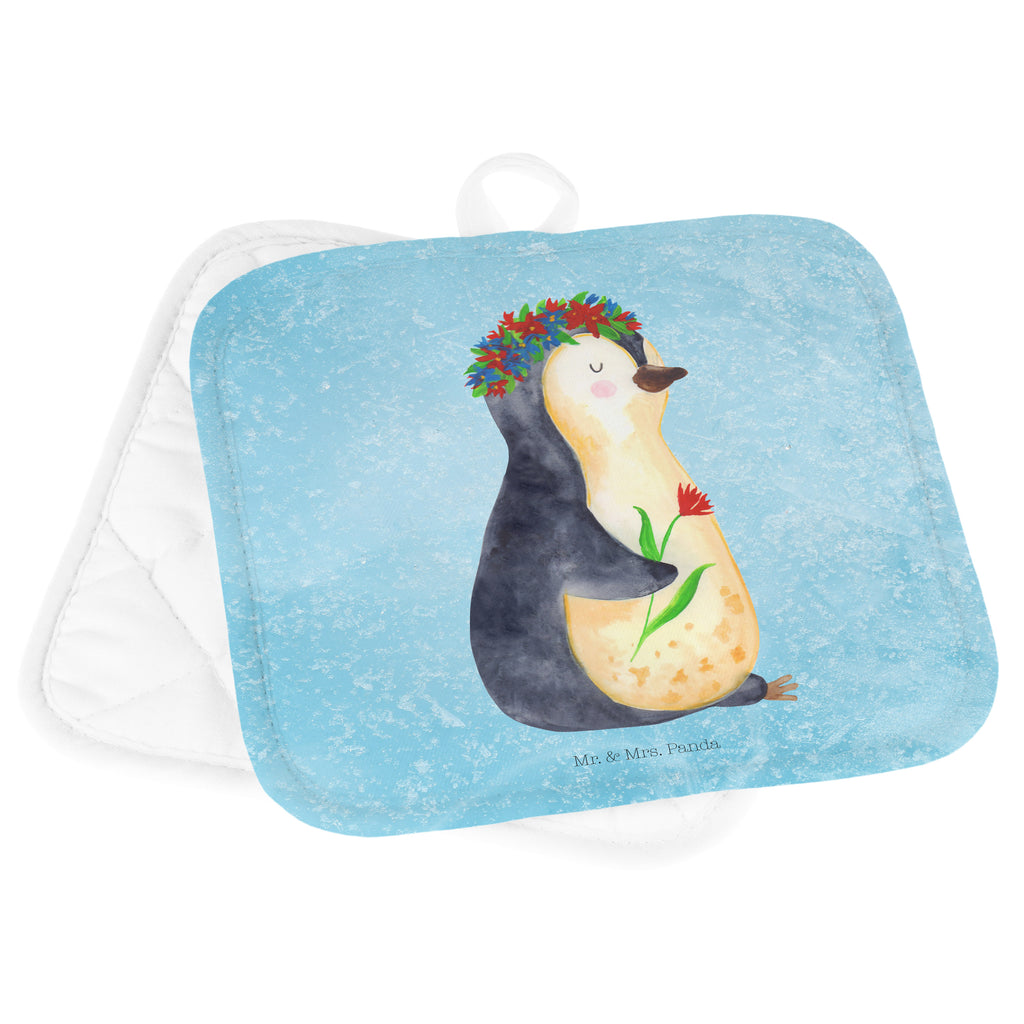 2er Set Topflappen  Pinguin Blumenkranz Topflappen, Topfuntersetzer, Ofenhandschuh, Topflappen Set, Topflappen lustig, Topflappen mit Spruch, Pinguin, Pinguine, Blumenkranz, Universum, Leben, Wünsche, Ziele, Lebensziele, Motivation, Lebenslust, Liebeskummer, Geschenkidee
