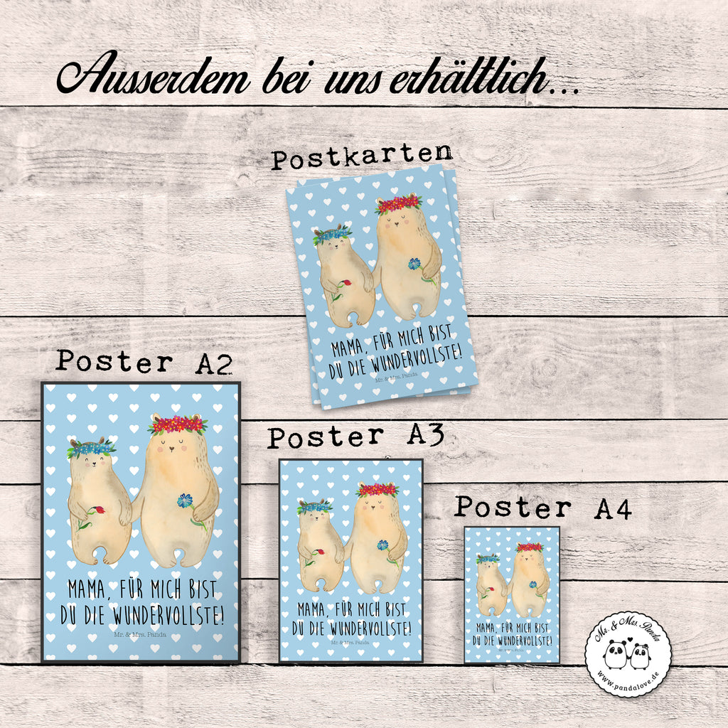 Poster Bären mit Blumenkranz Poster, Wandposter, Bild, Wanddeko, Küchenposter, Kinderposter, Wanddeko Bild, Raumdekoration, Wanddekoration, Handgemaltes Poster, Mr. & Mrs. Panda Poster, Designposter, Kunstdruck, Posterdruck, Familie, Vatertag, Muttertag, Bruder, Schwester, Mama, Papa, Oma, Opa, Bär, Bären, Mutter, Mutti, Mami, Lieblingsmensch, Lieblingsmama, beste Mutter, weltbeste Mama, Geschenk Mama. Muttertag, Tochter, Kind, Kinder, Töchter, Family, Vorbild