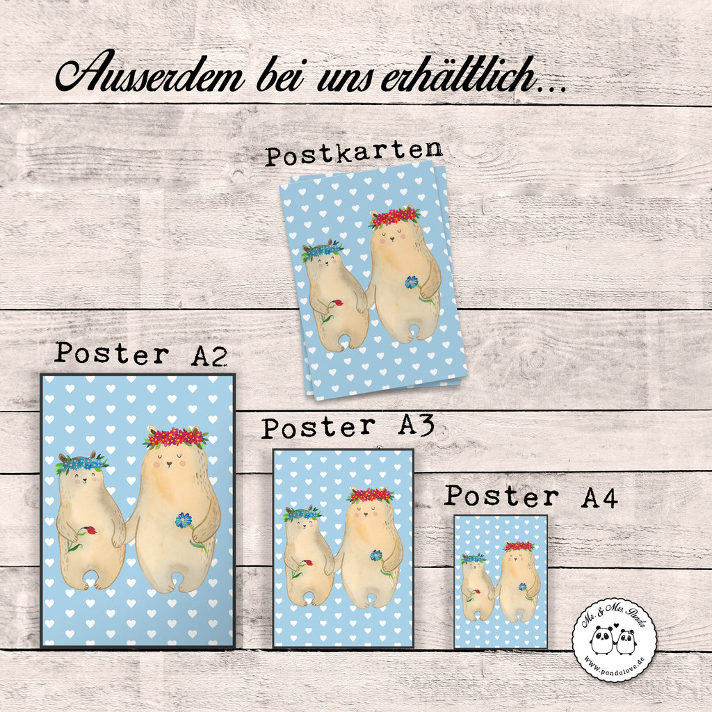 Poster Bären mit Blumenkranz Poster, Wandposter, Bild, Wanddeko, Küchenposter, Kinderposter, Wanddeko Bild, Raumdekoration, Wanddekoration, Handgemaltes Poster, Mr. & Mrs. Panda Poster, Designposter, Kunstdruck, Posterdruck, Familie, Vatertag, Muttertag, Bruder, Schwester, Mama, Papa, Oma, Opa, Bär, Bären, Mutter, Mutti, Mami, Lieblingsmensch, Lieblingsmama, beste Mutter, weltbeste Mama, Geschenk Mama. Muttertag, Tochter, Kind, Kinder, Töchter, Family, Vorbild