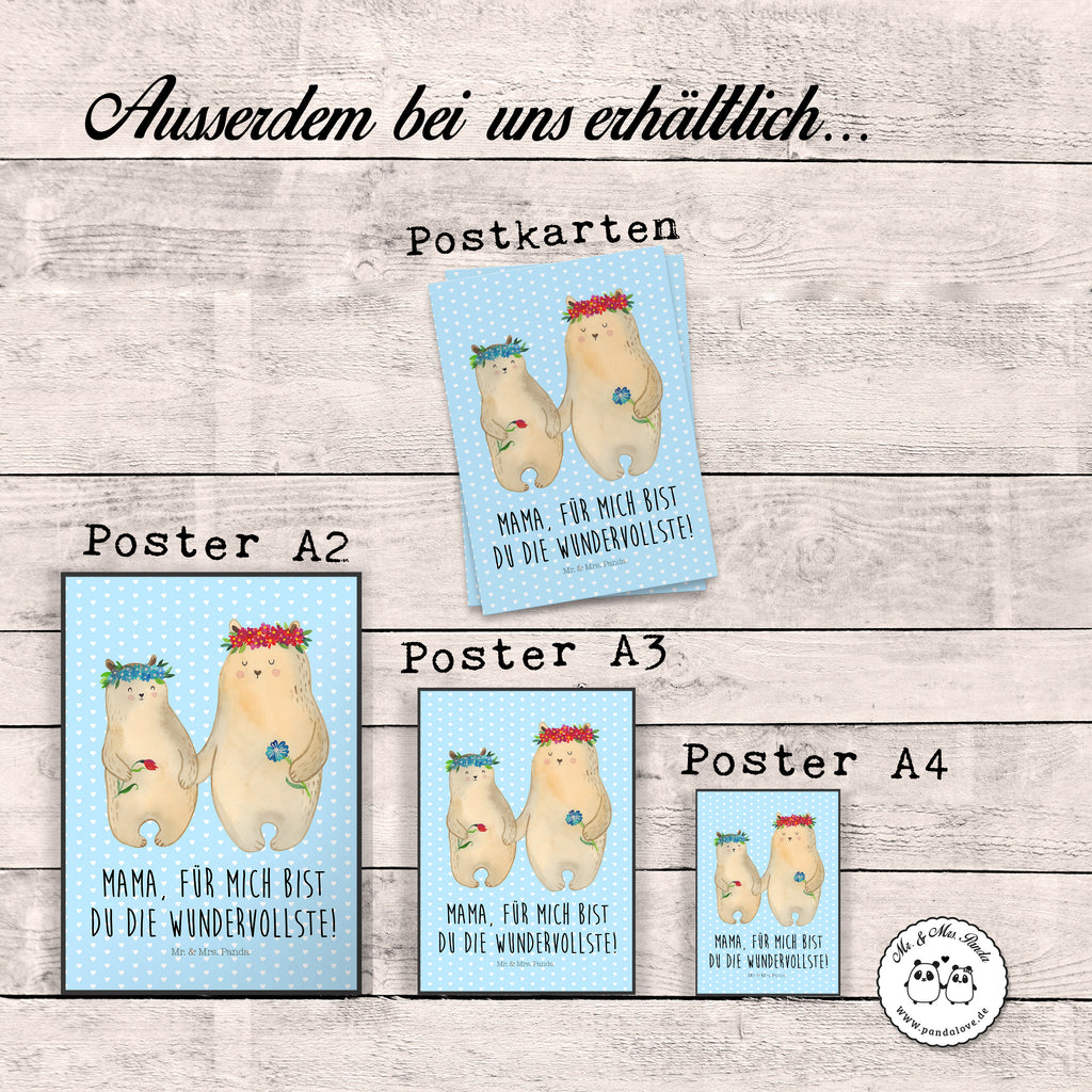 Poster Bären mit Blumenkranz Poster, Wandposter, Bild, Wanddeko, Küchenposter, Kinderposter, Wanddeko Bild, Raumdekoration, Wanddekoration, Handgemaltes Poster, Mr. & Mrs. Panda Poster, Designposter, Kunstdruck, Posterdruck, Familie, Vatertag, Muttertag, Bruder, Schwester, Mama, Papa, Oma, Opa, Bär, Bären, Mutter, Mutti, Mami, Lieblingsmensch, Lieblingsmama, beste Mutter, weltbeste Mama, Geschenk Mama. Muttertag, Tochter, Kind, Kinder, Töchter, Family, Vorbild