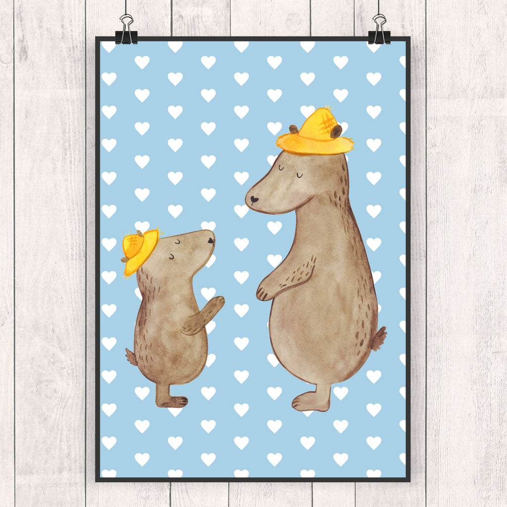 Poster Bären mit Hut Poster, Wandposter, Bild, Wanddeko, Küchenposter, Kinderposter, Wanddeko Bild, Raumdekoration, Wanddekoration, Handgemaltes Poster, Mr. & Mrs. Panda Poster, Designposter, Kunstdruck, Posterdruck, Familie, Vatertag, Muttertag, Bruder, Schwester, Mama, Papa, Oma, Opa, Bär, Bären, Vater, Papi, Paps, Dad, Daddy, Lieblingsmensch, Sohn, Söhne, Kind, Kinder, Vater-Sohn, Family, Vorbild