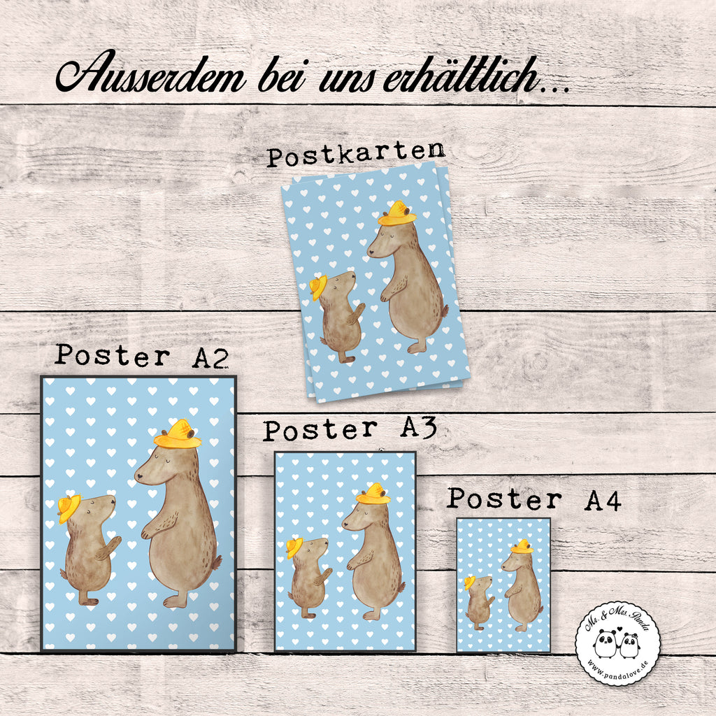 Poster Bären mit Hut Poster, Wandposter, Bild, Wanddeko, Küchenposter, Kinderposter, Wanddeko Bild, Raumdekoration, Wanddekoration, Handgemaltes Poster, Mr. & Mrs. Panda Poster, Designposter, Kunstdruck, Posterdruck, Familie, Vatertag, Muttertag, Bruder, Schwester, Mama, Papa, Oma, Opa, Bär, Bären, Vater, Papi, Paps, Dad, Daddy, Lieblingsmensch, Sohn, Söhne, Kind, Kinder, Vater-Sohn, Family, Vorbild