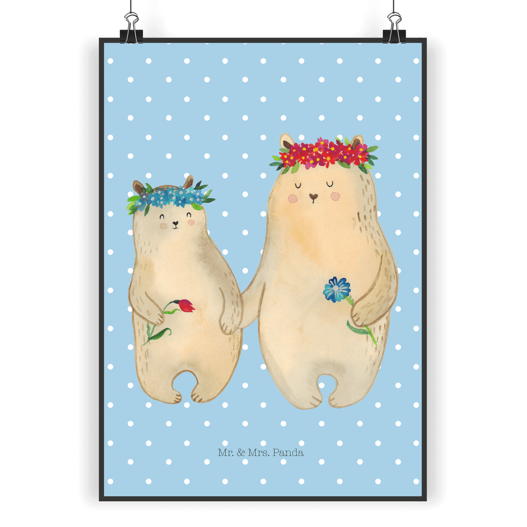 Poster Bären mit Blumenkranz Poster, Wandposter, Bild, Wanddeko, Küchenposter, Kinderposter, Wanddeko Bild, Raumdekoration, Wanddekoration, Handgemaltes Poster, Mr. & Mrs. Panda Poster, Designposter, Kunstdruck, Posterdruck, Familie, Vatertag, Muttertag, Bruder, Schwester, Mama, Papa, Oma, Opa, Bär, Bären, Mutter, Mutti, Mami, Lieblingsmensch, Lieblingsmama, beste Mutter, weltbeste Mama, Geschenk Mama. Muttertag, Tochter, Kind, Kinder, Töchter, Family, Vorbild
