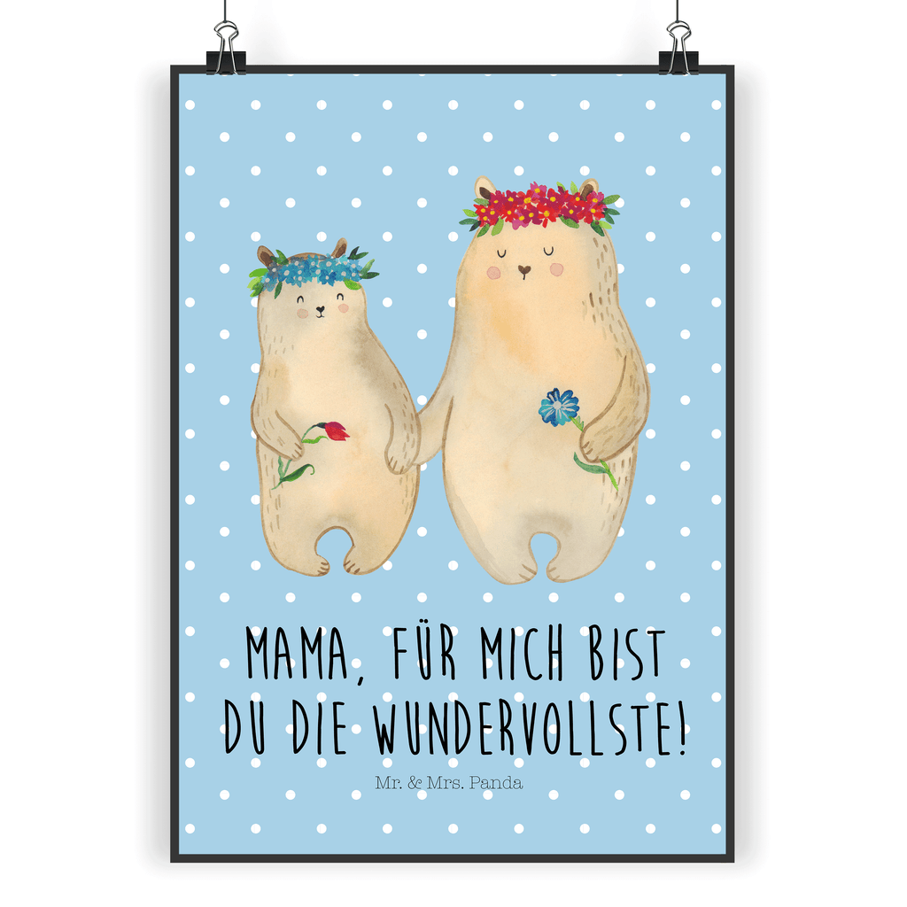 Poster Bären mit Blumenkranz Poster, Wandposter, Bild, Wanddeko, Küchenposter, Kinderposter, Wanddeko Bild, Raumdekoration, Wanddekoration, Handgemaltes Poster, Mr. & Mrs. Panda Poster, Designposter, Kunstdruck, Posterdruck, Familie, Vatertag, Muttertag, Bruder, Schwester, Mama, Papa, Oma, Opa, Bär, Bären, Mutter, Mutti, Mami, Lieblingsmensch, Lieblingsmama, beste Mutter, weltbeste Mama, Geschenk Mama. Muttertag, Tochter, Kind, Kinder, Töchter, Family, Vorbild