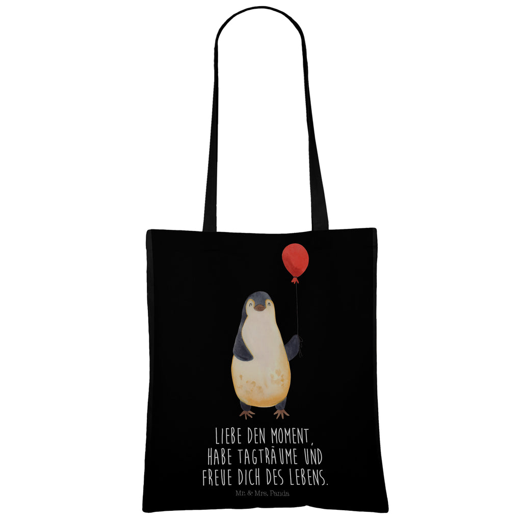 Tragetasche Pinguin Luftballon Beuteltasche, Beutel, Einkaufstasche, Jutebeutel, Stoffbeutel, Pinguin, Pinguine, Luftballon, Tagträume, Lebenslust, Geschenk Freundin, Geschenkidee, beste Freundin, Motivation, Neustart, neues Leben, Liebe, Glück