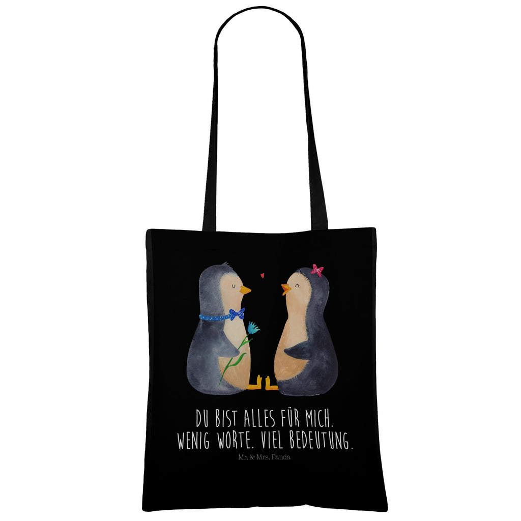Tragetasche Pinguin Pärchen Beuteltasche, Beutel, Einkaufstasche, Jutebeutel, Stoffbeutel, Pinguin, Pinguine, Liebe, Liebespaar, Liebesbeweis, Liebesgeschenk, Verlobung, Jahrestag, Hochzeitstag, Hochzeit, Hochzeitsgeschenk, große Liebe, Traumpaar