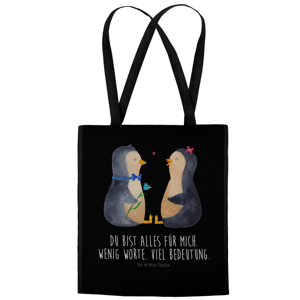 Tragetasche Pinguin Pärchen Beuteltasche, Beutel, Einkaufstasche, Jutebeutel, Stoffbeutel, Pinguin, Pinguine, Liebe, Liebespaar, Liebesbeweis, Liebesgeschenk, Verlobung, Jahrestag, Hochzeitstag, Hochzeit, Hochzeitsgeschenk, große Liebe, Traumpaar