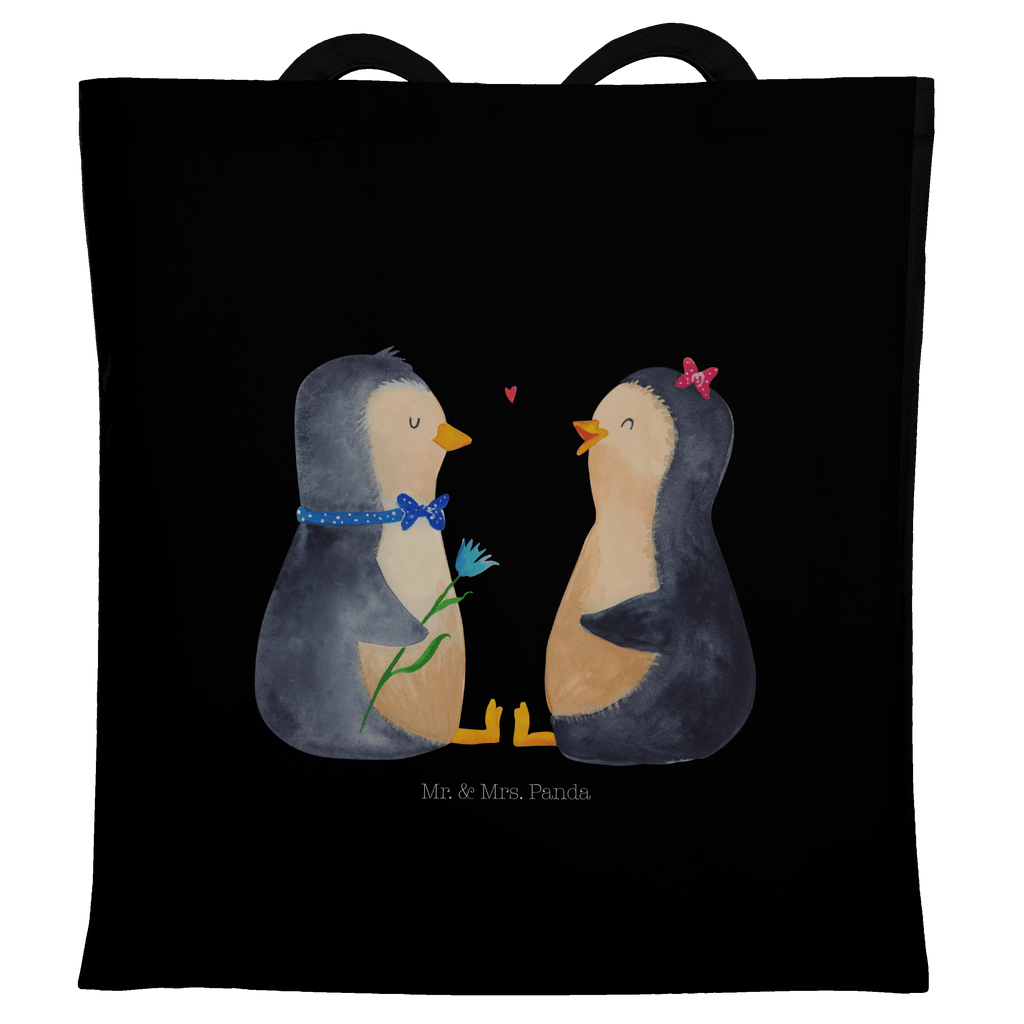 Tragetasche Pinguin Pärchen Beuteltasche, Beutel, Einkaufstasche, Jutebeutel, Stoffbeutel, Pinguin, Pinguine, Liebe, Liebespaar, Liebesbeweis, Liebesgeschenk, Verlobung, Jahrestag, Hochzeitstag, Hochzeit, Hochzeitsgeschenk, große Liebe, Traumpaar