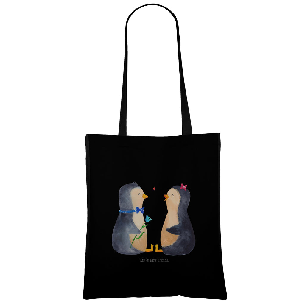 Tragetasche Pinguin Pärchen Beuteltasche, Beutel, Einkaufstasche, Jutebeutel, Stoffbeutel, Pinguin, Pinguine, Liebe, Liebespaar, Liebesbeweis, Liebesgeschenk, Verlobung, Jahrestag, Hochzeitstag, Hochzeit, Hochzeitsgeschenk, große Liebe, Traumpaar