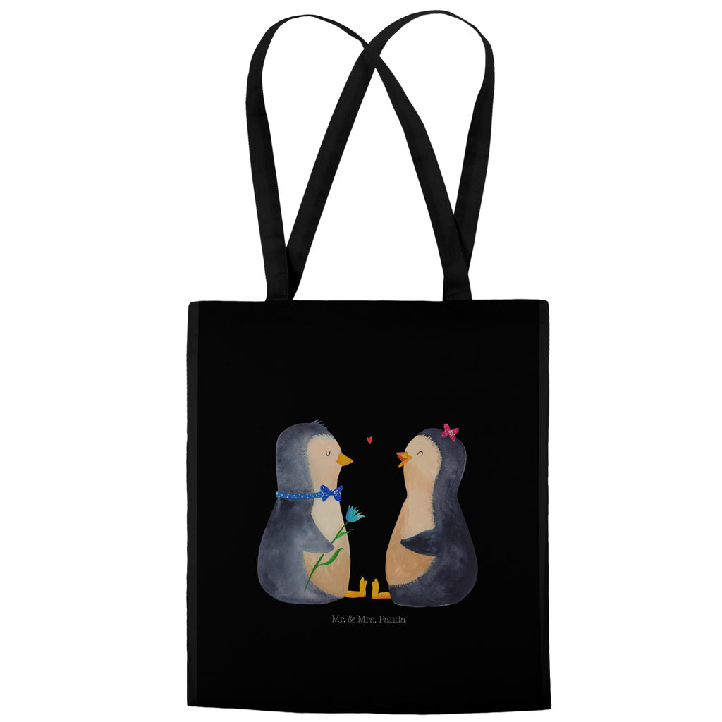 Tragetasche Pinguin Pärchen Beuteltasche, Beutel, Einkaufstasche, Jutebeutel, Stoffbeutel, Pinguin, Pinguine, Liebe, Liebespaar, Liebesbeweis, Liebesgeschenk, Verlobung, Jahrestag, Hochzeitstag, Hochzeit, Hochzeitsgeschenk, große Liebe, Traumpaar