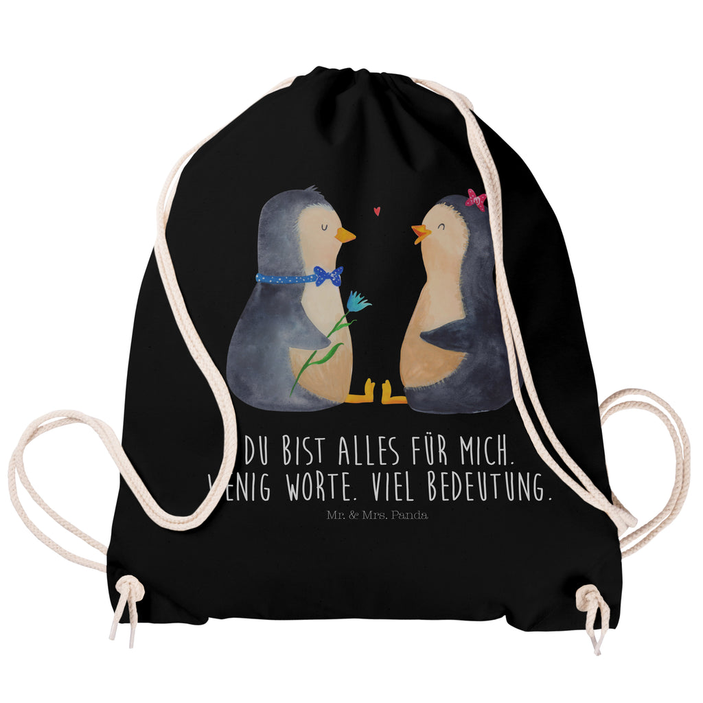Sportbeutel Pinguin Pärchen Turnbeutel, Beutel, Sporttasche, Tasche, Stoffbeutel, Pinguin, Pinguine, Liebe, Liebespaar, Liebesbeweis, Liebesgeschenk, Verlobung, Jahrestag, Hochzeitstag, Hochzeit, Hochzeitsgeschenk, große Liebe, Traumpaar